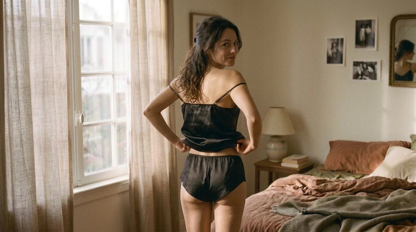 Preparación de sesión fotográfica en entorno privado